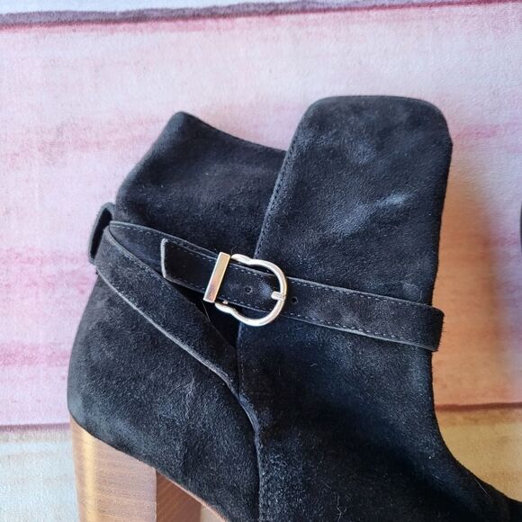 & Other Stories Black Suede Leather Buckle Block Heel Ankle Booties Women's 9US - Picture 8 of 11